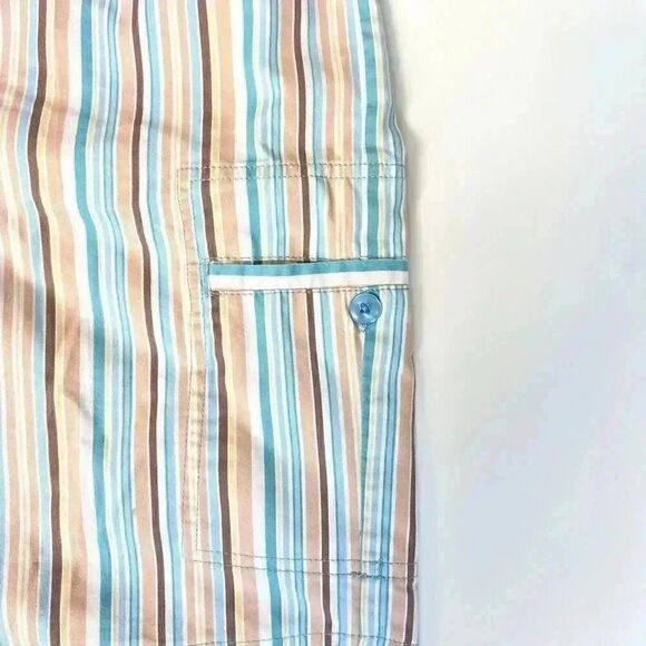 Vtg 80s Bermuda Shorts Pull-On Striped Multicolor Coastal Grandma Women’s 10 - Picture 6 of 10